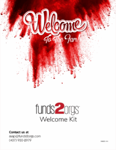 The front cover of the Funds2Orgs Welcome Kit.
